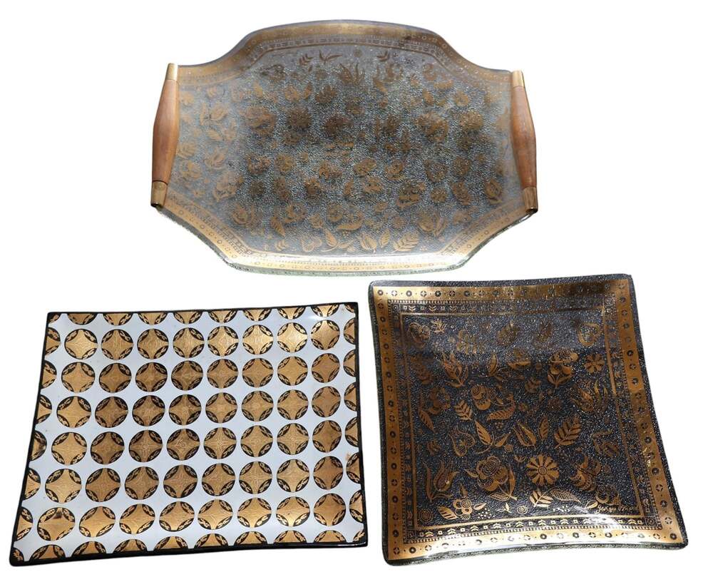 Vintage Georges Briard Glass Serving Trays and Platter Collection, Set of 3